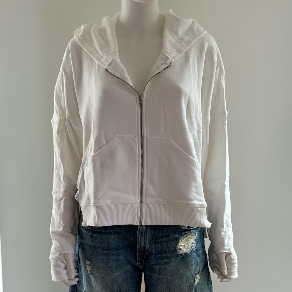 NWT Tyler Jacobs For Feel The Piece White Zip-Up Hoodie XS/S